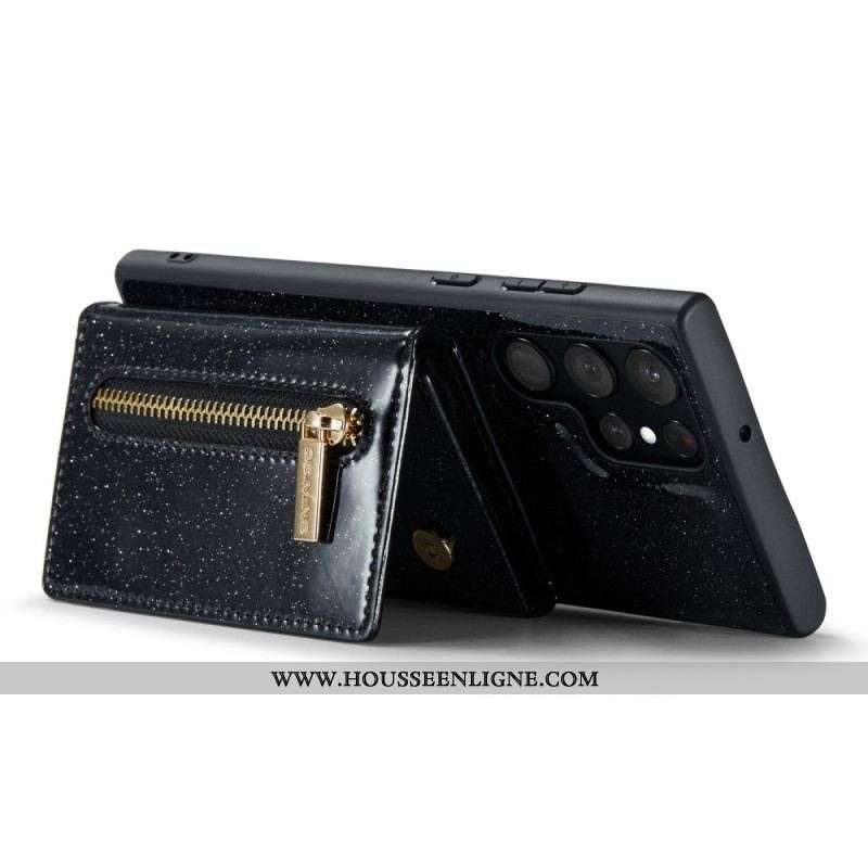 Coque Samsung Galaxy S23 Ultra 5G Porte-Cartes Détachable Paillettes