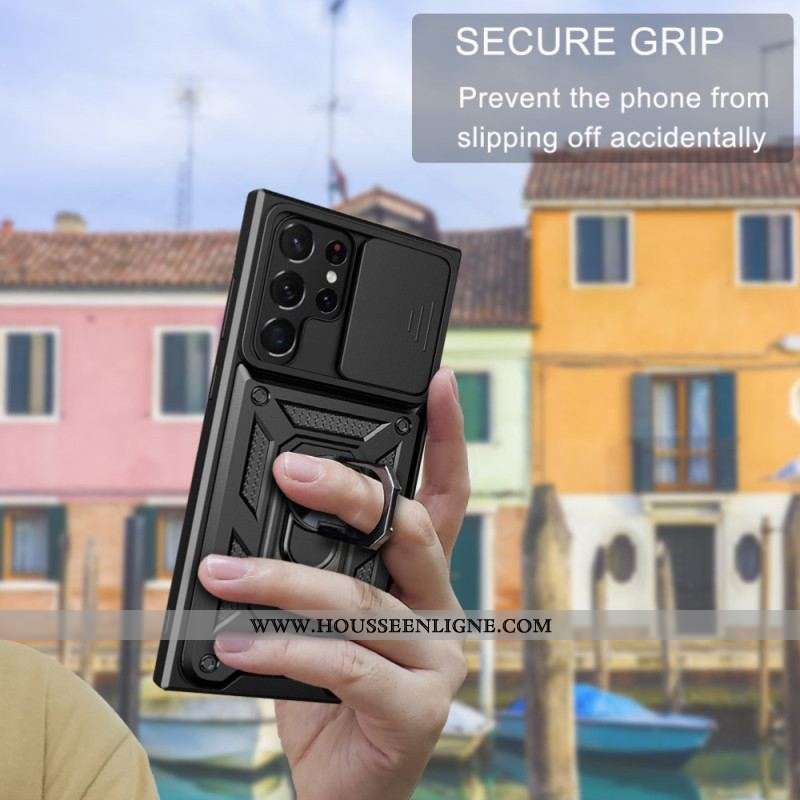 Coque Samsung Galaxy S23 Ultra 5G Support et Protège-Lentilles