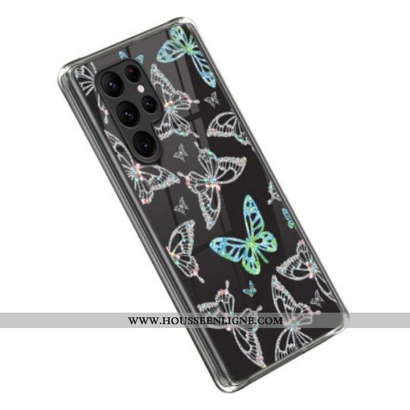 Coque Samsung Galaxy S23 Ultra 5G Transparente Papillons