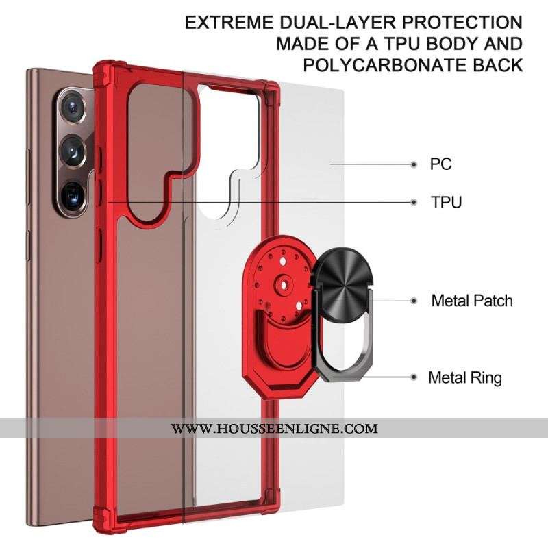 Coque Samsung Galaxy S23 Ultra 5G Transparente avec Anneau-Support