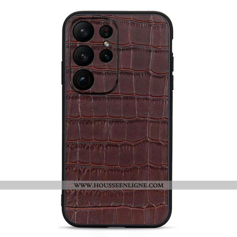 Coque Samsung Galaxy S23 Ultra 5G Véritable Cuir Style Crocodile