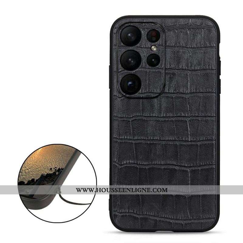 Coque Samsung Galaxy S23 Ultra 5G Véritable Cuir Style Crocodile