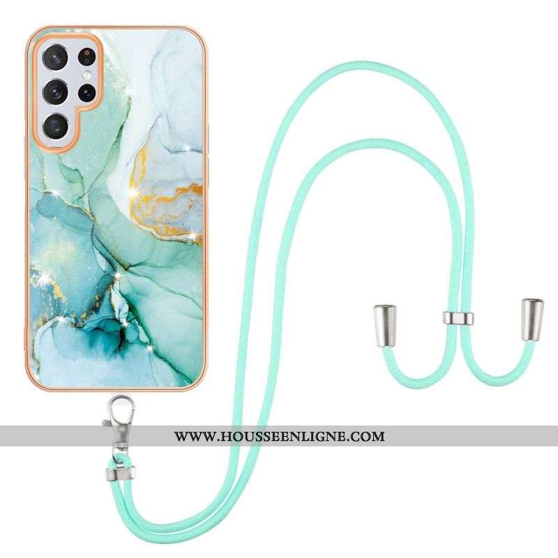 Coque Samsung Galaxy S23 Ultra 5G à Cordon Style Marbre