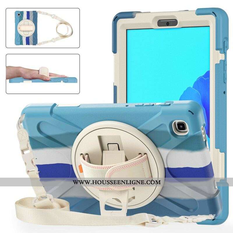 Coque Samsung Galaxy Tab A7 Lite Multi-Fonctions Bandoulière Color