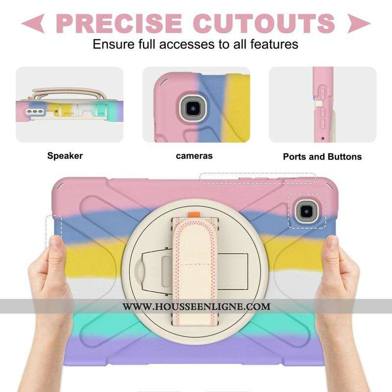 Coque Samsung Galaxy Tab A7 Lite Multi-Fonctions Bandoulière Color