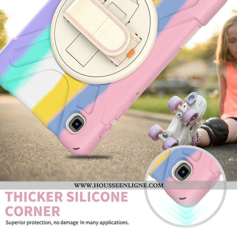 Coque Samsung Galaxy Tab A7 Lite Multi-Fonctions Bandoulière Color