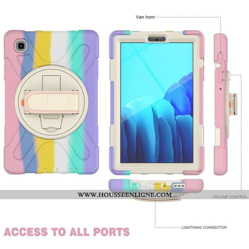 Coque Samsung Galaxy Tab A7 Lite Multi-Fonctions Bandoulière Color
