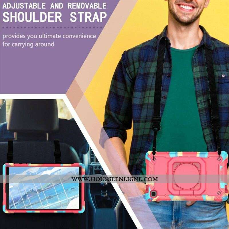 Coque Samsung Galaxy Tab A7 Lite Support et Bandoulière Color