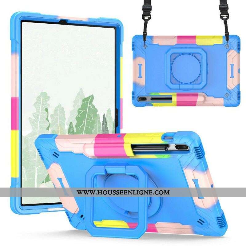 Coque Samsung Galaxy Tab S8 Plus / S7 Plus / S7 FE Support et Bandoulière Color