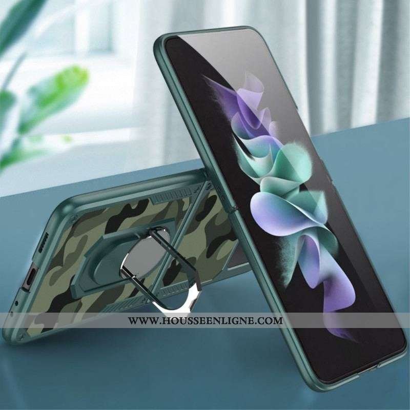 Coque Samsung Galaxy Z Flip 3 5G Anneau-Support Camouflage GKK