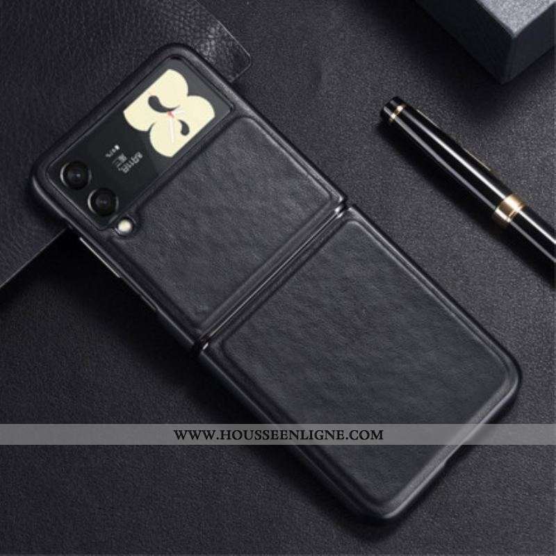 Coque Samsung Galaxy Z Flip 3 5G Effet Cuir Coutures