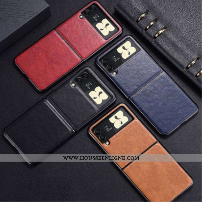 Coque Samsung Galaxy Z Flip 3 5G Effet Cuir Coutures