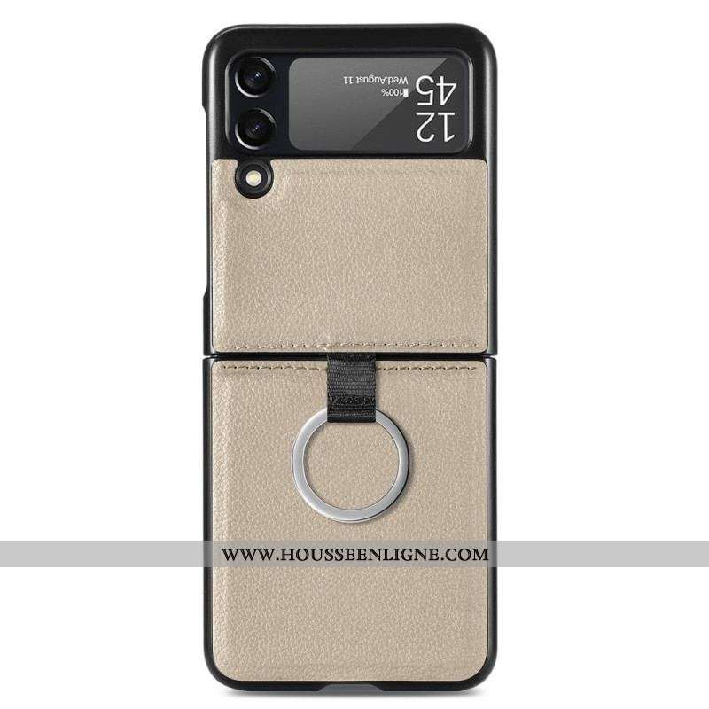 Coque Samsung Galaxy Z Flip 3 5G Effet Cuir avec Anneau