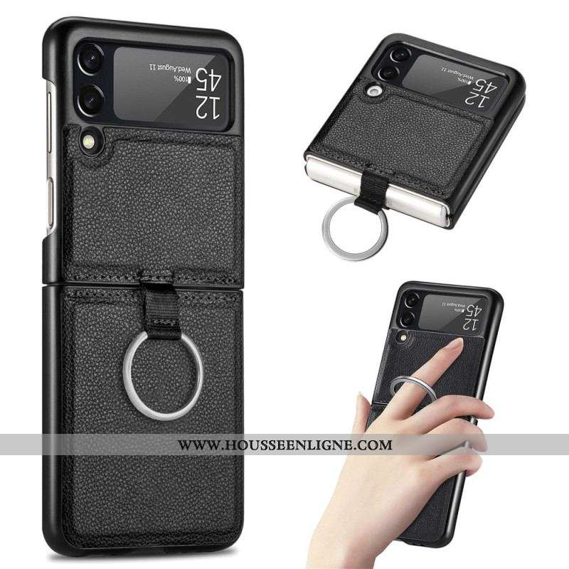Coque Samsung Galaxy Z Flip 3 5G Effet Cuir avec Anneau