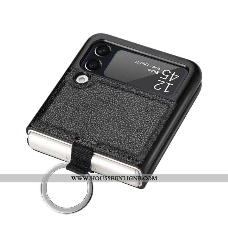 Coque Samsung Galaxy Z Flip 3 5G Effet Cuir avec Anneau