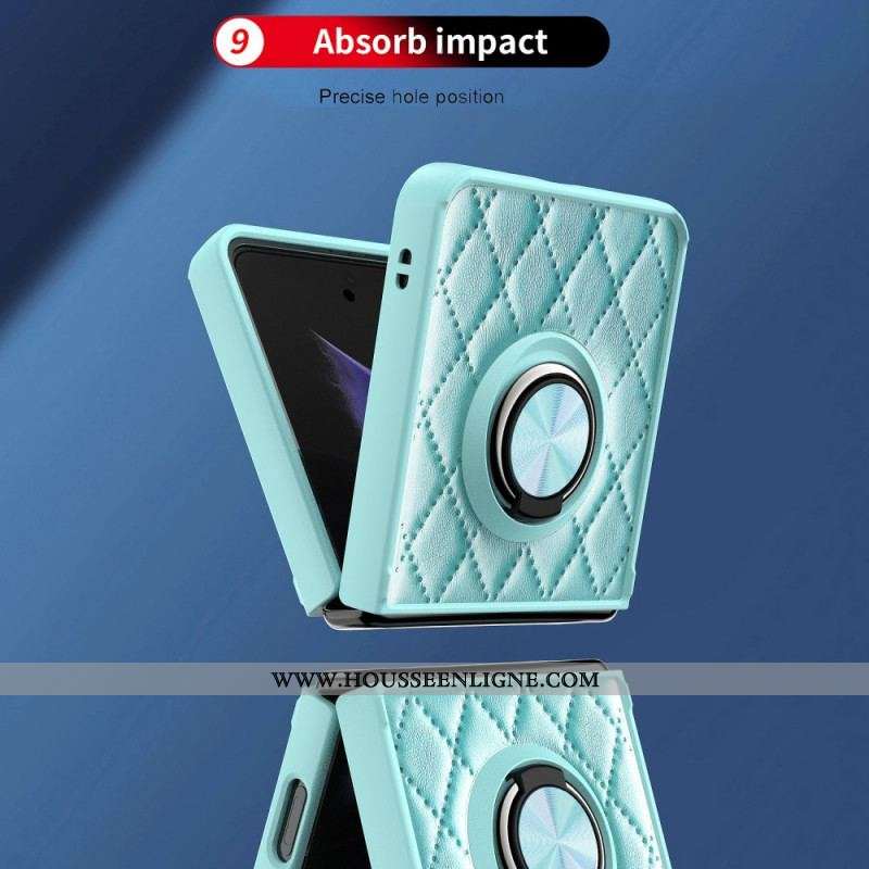 Coque Samsung Galaxy Z Flip 3 5G Matelassée avec Anneau-Support