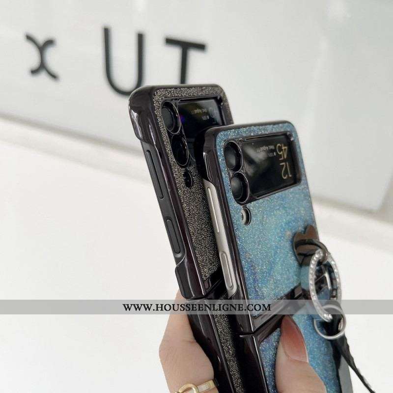 Coque Samsung Galaxy Z Flip 3 5G Paillettes, Breloques et Lanière