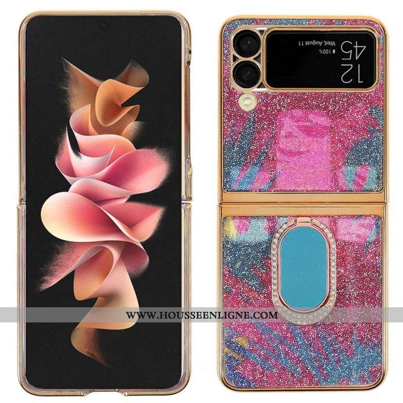 Coque Samsung Galaxy Z Flip 3 5G Pierres Fantaisie avec Anneau-Support