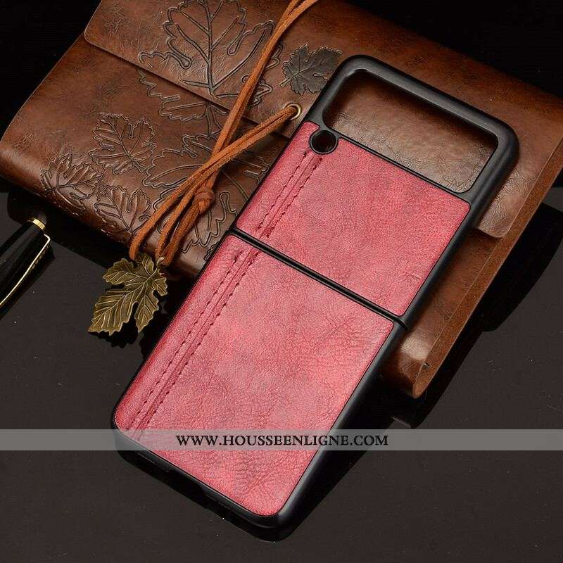 Coque Samsung Galaxy Z Flip 3 5G Simili Cuir Coutures