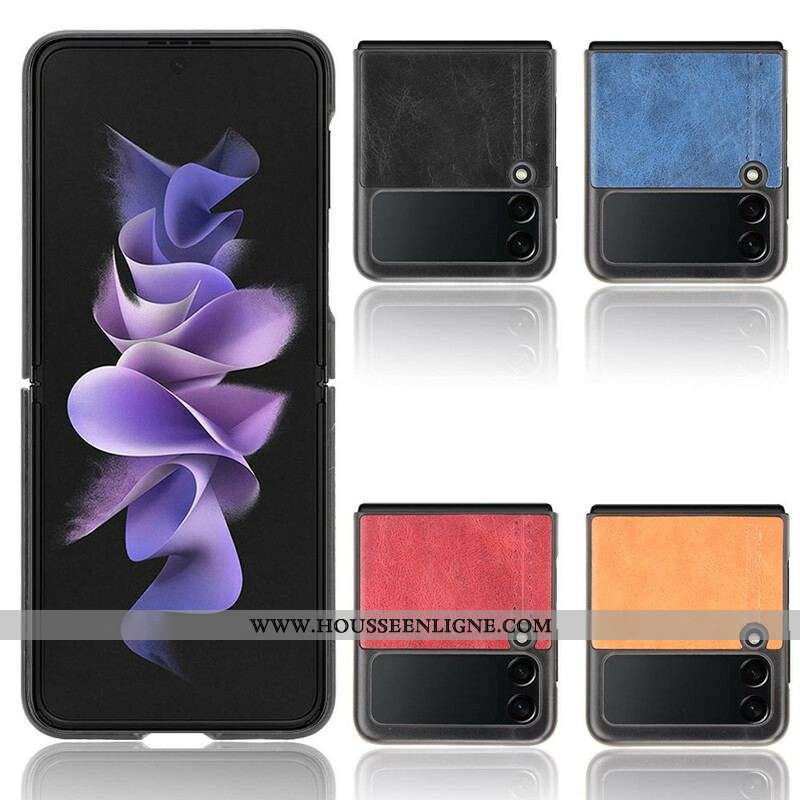 Coque Samsung Galaxy Z Flip 3 5G Simili Cuir Coutures
