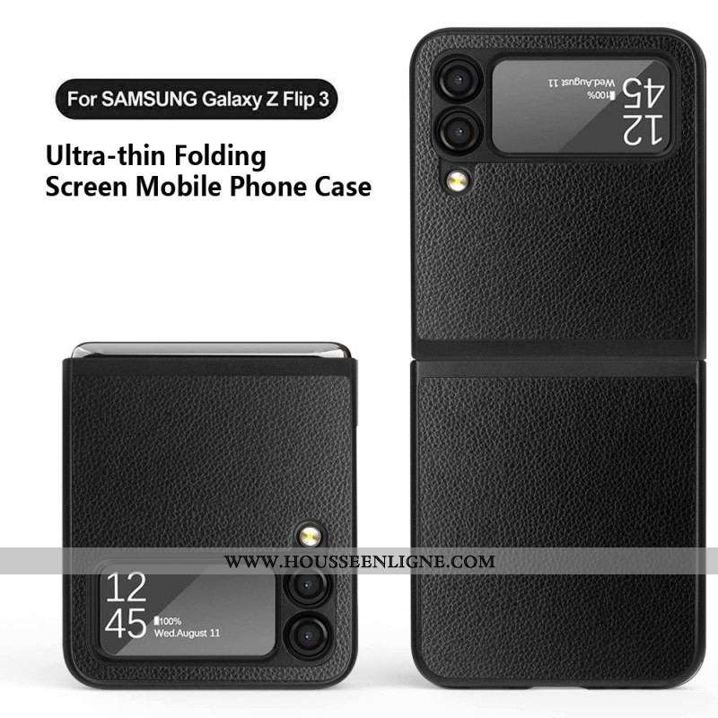Coque Samsung Galaxy Z Flip 3 5G Style Cuir Litchi 2 Pièces