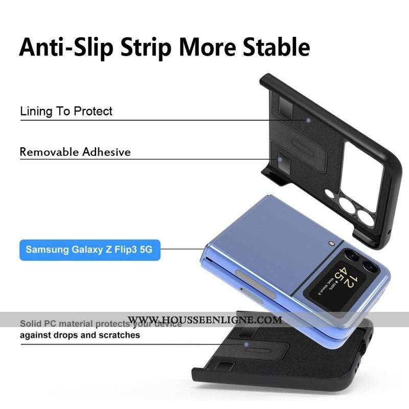 Coque Samsung Galaxy Z Flip 3 5G Style Cuir Litchi 2 Pièces