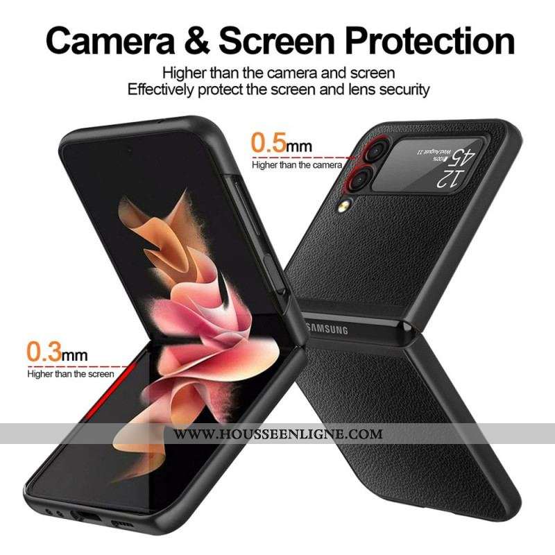 Coque Samsung Galaxy Z Flip 3 5G Style Cuir Litchi 2 Pièces