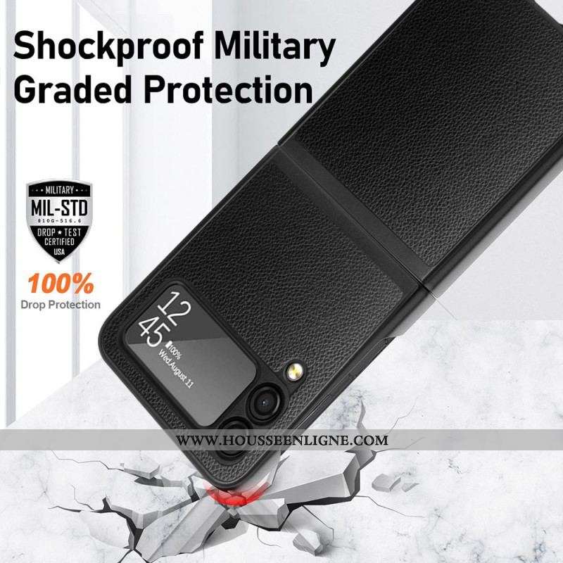 Coque Samsung Galaxy Z Flip 3 5G Style Cuir Litchi 2 Pièces