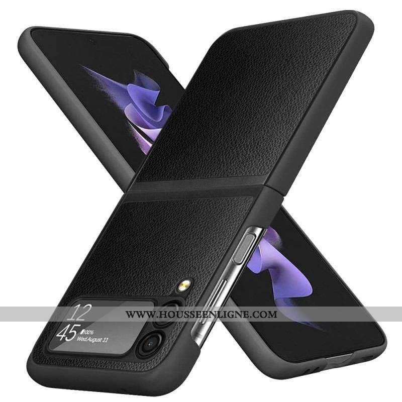 Coque Samsung Galaxy Z Flip 3 5G Style Cuir Litchi 2 Pièces