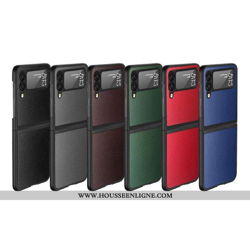 Coque Samsung Galaxy Z Flip 3 5G Style Cuir Litchi 2 Pièces