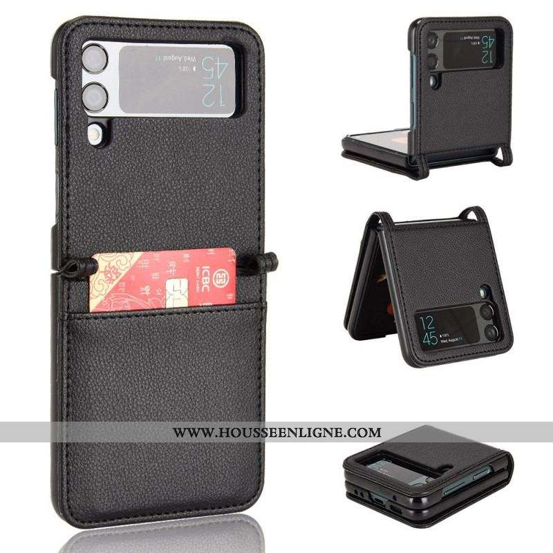 Coque Samsung Galaxy Z Flip 3 5G Style Cuir Litchi Porte-Carte