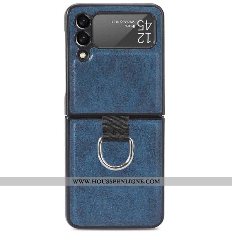 Coque Samsung Galaxy Z Flip 3 5G Style Cuir Vintage avec Anneau