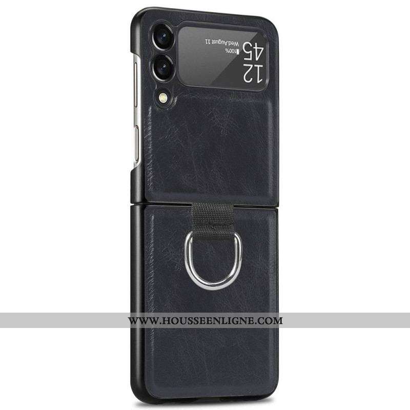 Coque Samsung Galaxy Z Flip 3 5G Style Cuir Vintage avec Anneau