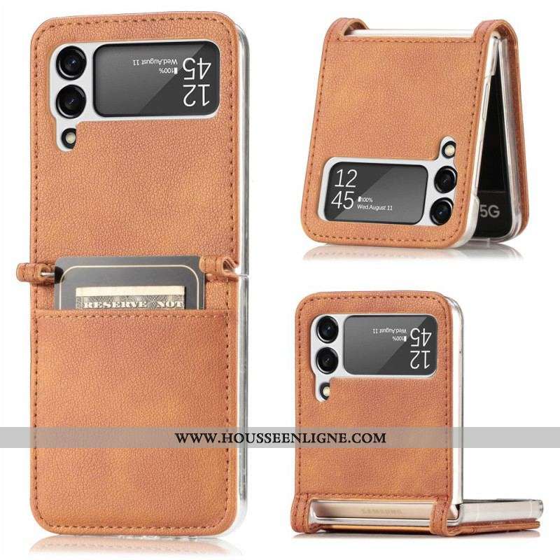 Coque Samsung Galaxy Z Flip 3 5G Texture Cuir Porte Carte