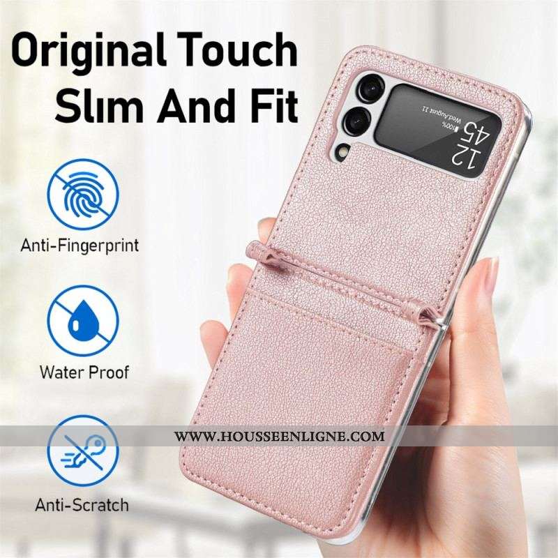Coque Samsung Galaxy Z Flip 3 5G Texture Cuir Porte Carte