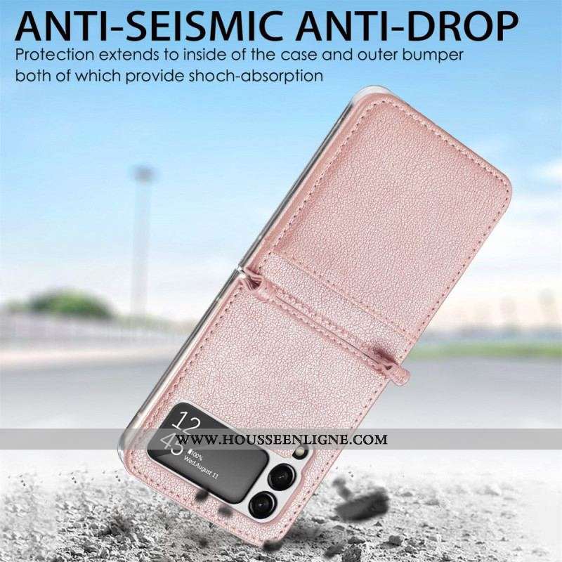 Coque Samsung Galaxy Z Flip 3 5G Texture Cuir Porte Carte