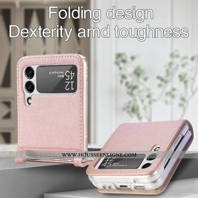 Coque Samsung Galaxy Z Flip 3 5G Texture Cuir Porte Carte