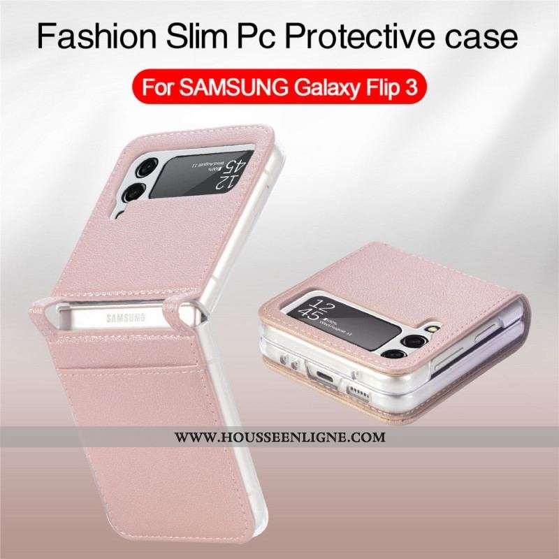 Coque Samsung Galaxy Z Flip 3 5G Texture Cuir Porte Carte