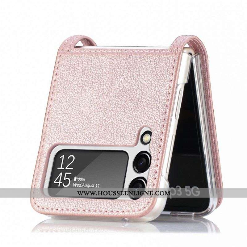 Coque Samsung Galaxy Z Flip 3 5G Texture Cuir Porte Carte
