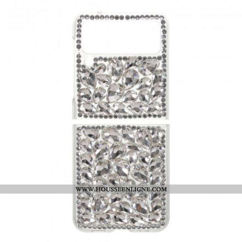 Coque Samsung Galaxy Z Flip 3 5G Transparent et Pierres Précieuses