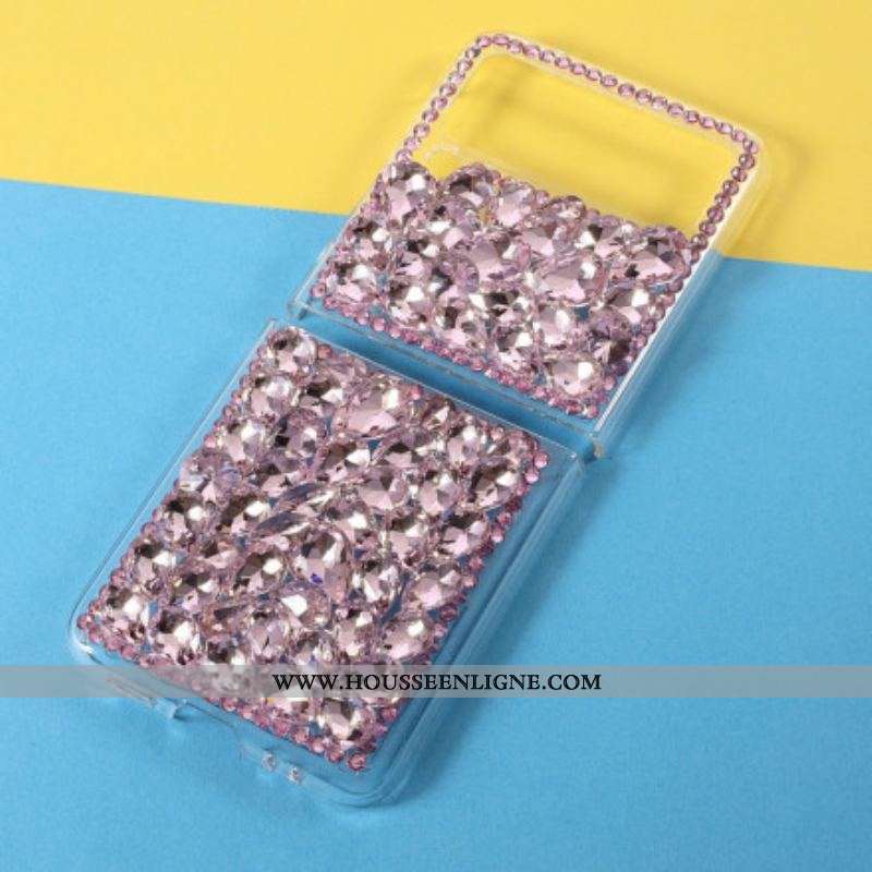 Coque Samsung Galaxy Z Flip 3 5G Transparent et Pierres Précieuses
