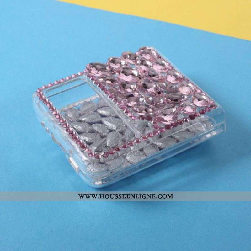 Coque Samsung Galaxy Z Flip 3 5G Transparent et Pierres Précieuses