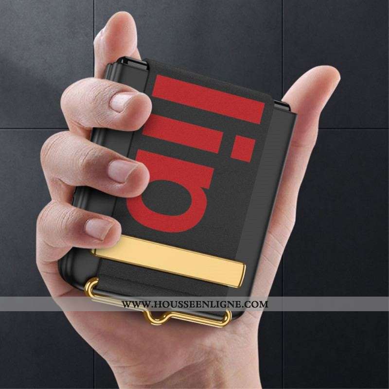 Coque Samsung Galaxy Z Flip 3 5G Verre Trempé et Sangle Lettres GKK
