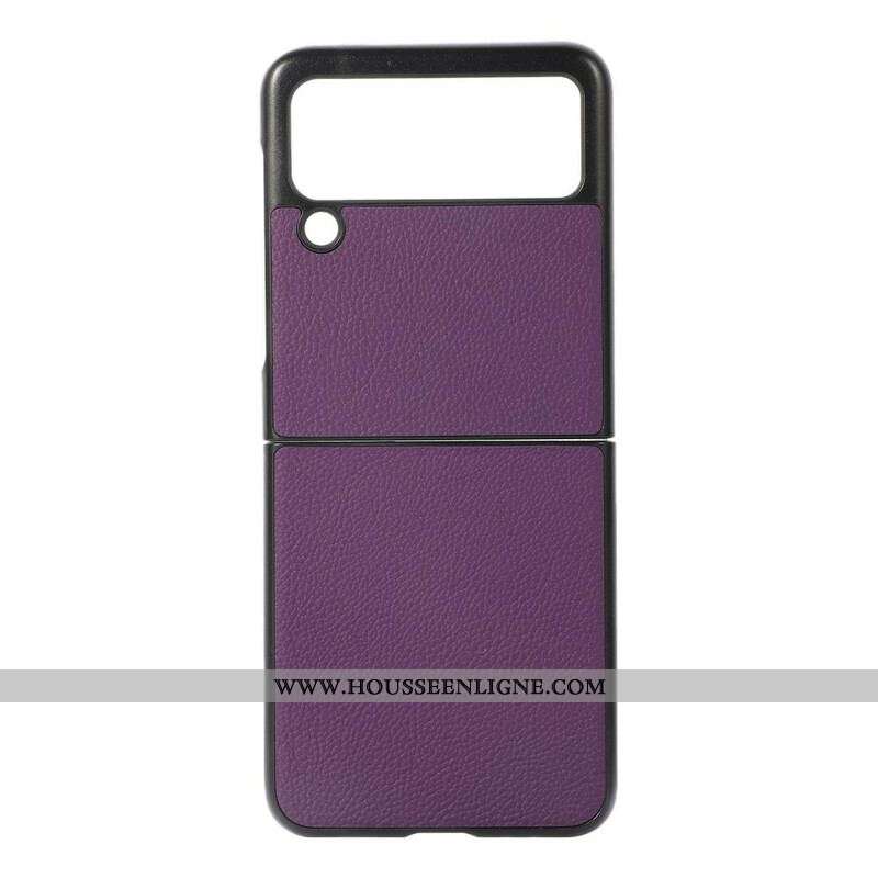 Coque Samsung Galaxy Z Flip 3 5G Véritable Cuir Litchi