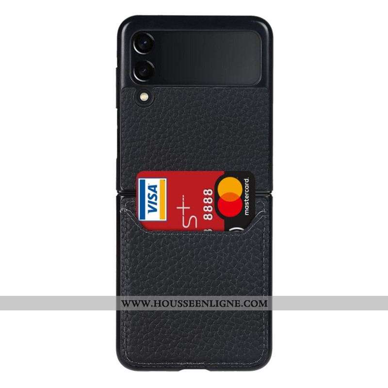 Coque Samsung Galaxy Z Flip 3 5G Véritable Cuir Litchi Porte-Carte