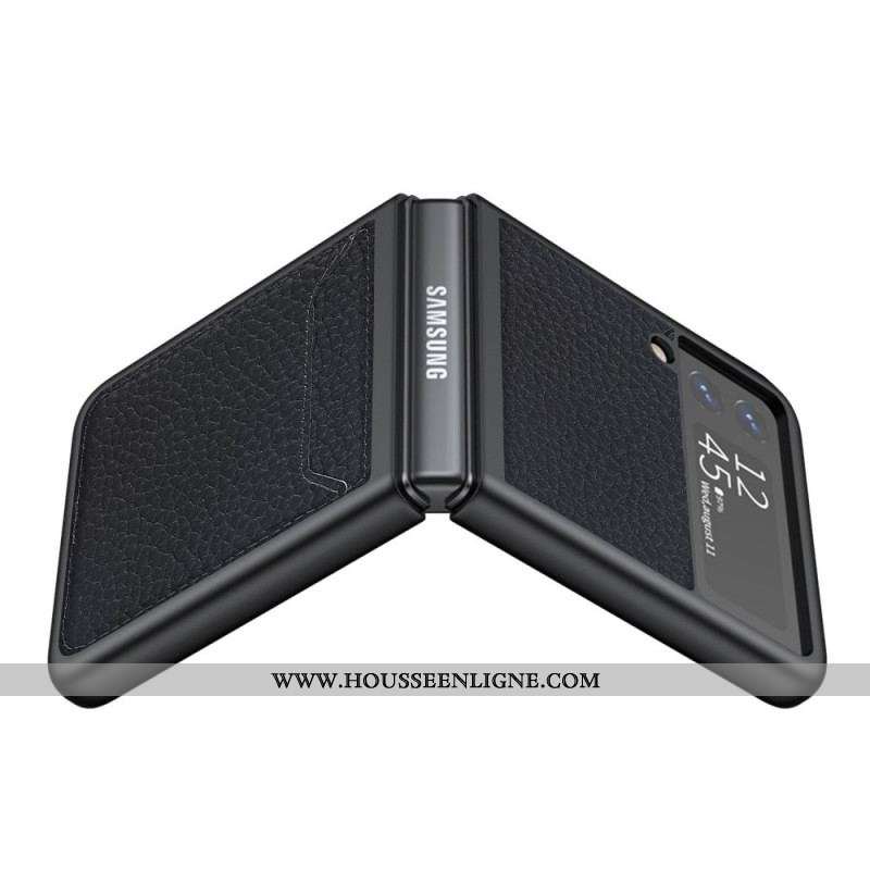 Coque Samsung Galaxy Z Flip 3 5G Véritable Cuir Litchi Porte-Carte