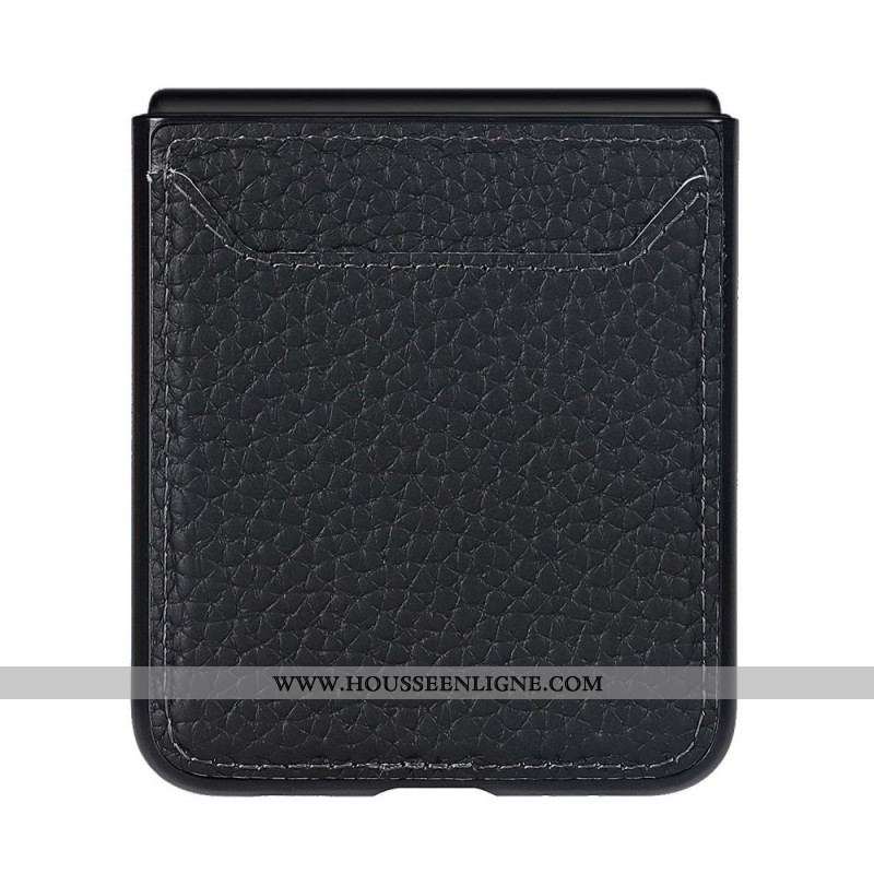 Coque Samsung Galaxy Z Flip 3 5G Véritable Cuir Litchi Porte-Carte