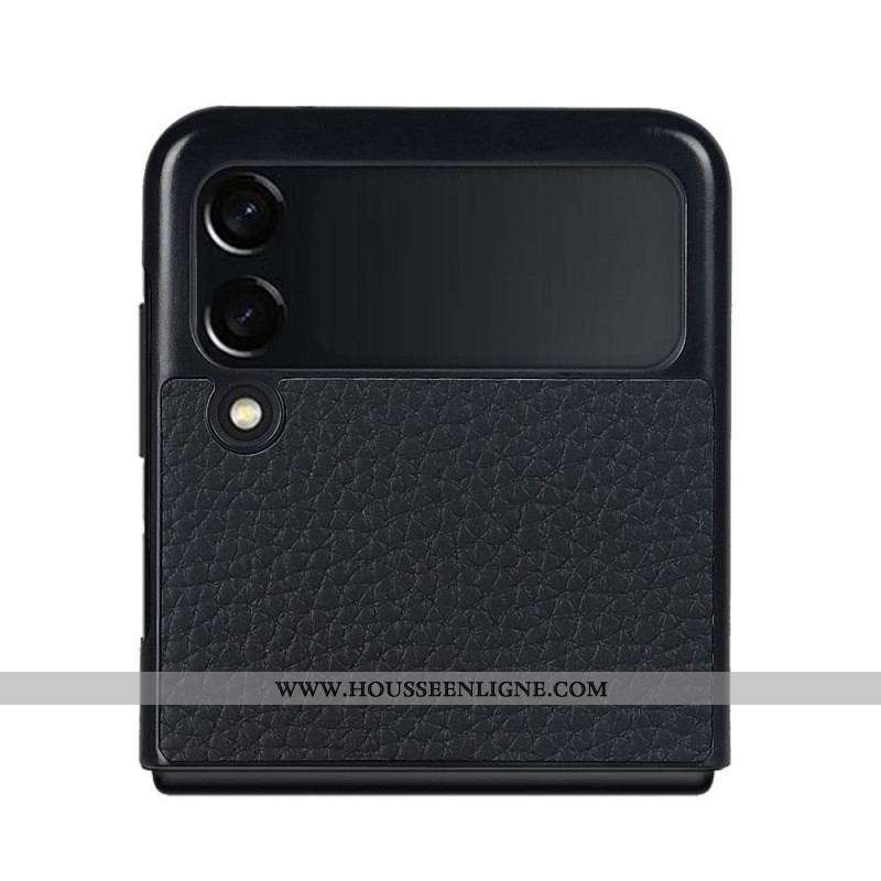 Coque Samsung Galaxy Z Flip 3 5G Véritable Cuir Litchi Porte-Carte