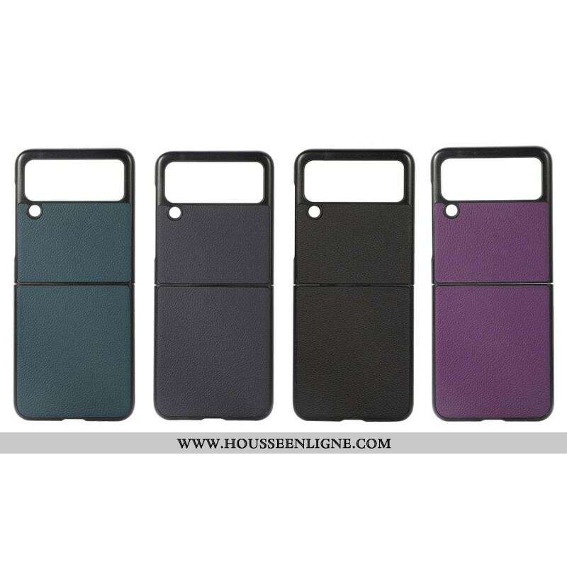 Coque Samsung Galaxy Z Flip 3 5G Véritable Cuir Litchi