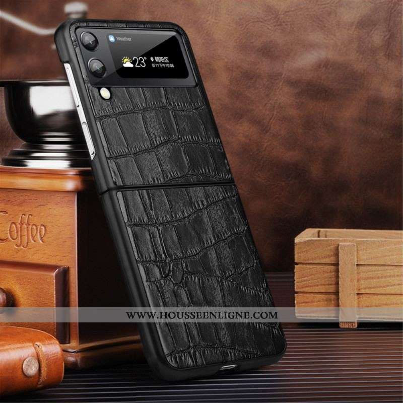 Coque Samsung Galaxy Z Flip 3 5G Véritable cuir Texture Crocodile